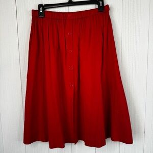 Reformation Red A-Line Pleated Accents Knee-Length Skirt